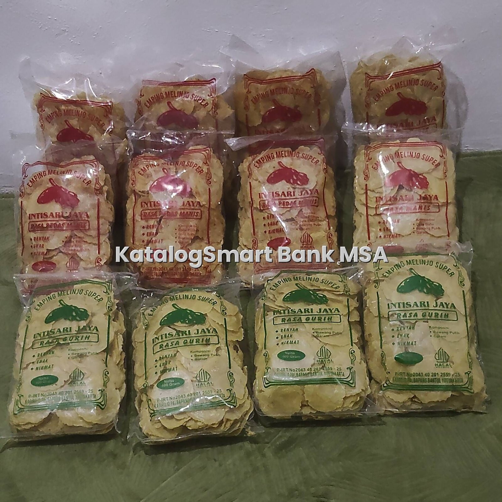 emping mlinjo mentah aneka rasa